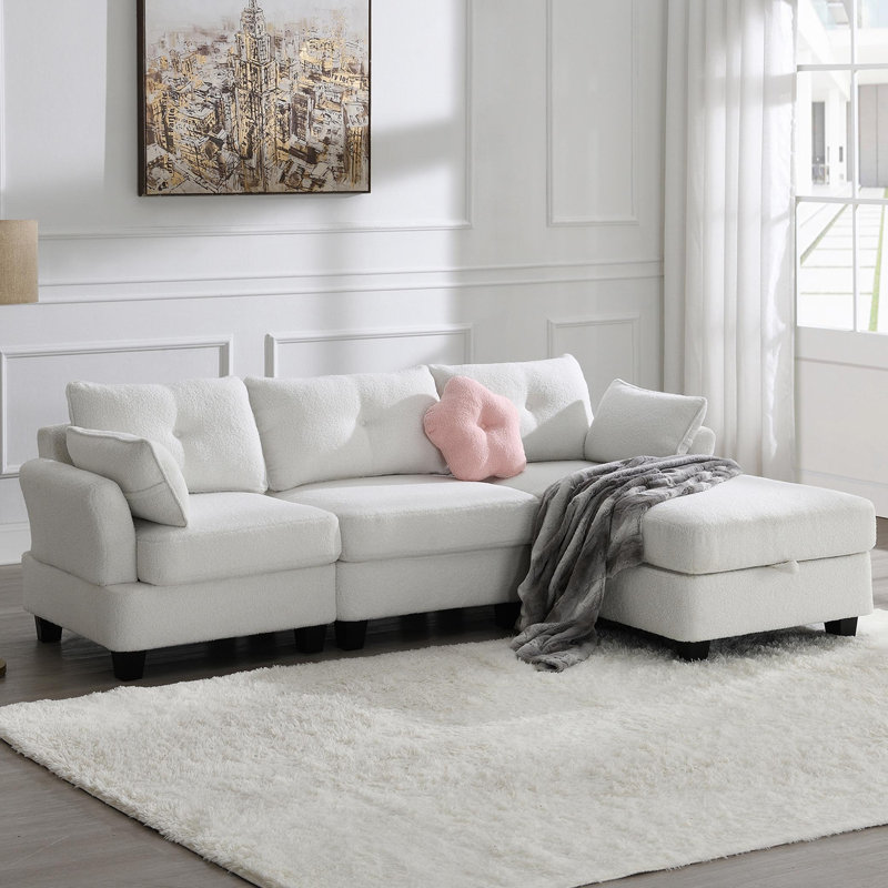 Canapé modulaire 4 pièces Mazzy, Mélange de polyester noir
