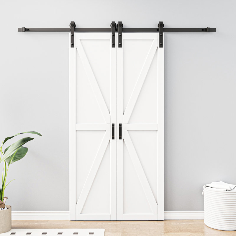 Double-K Solid Manufactured Wood Sliding Barn Door With Installation Hardware Kit, 42" x 84"