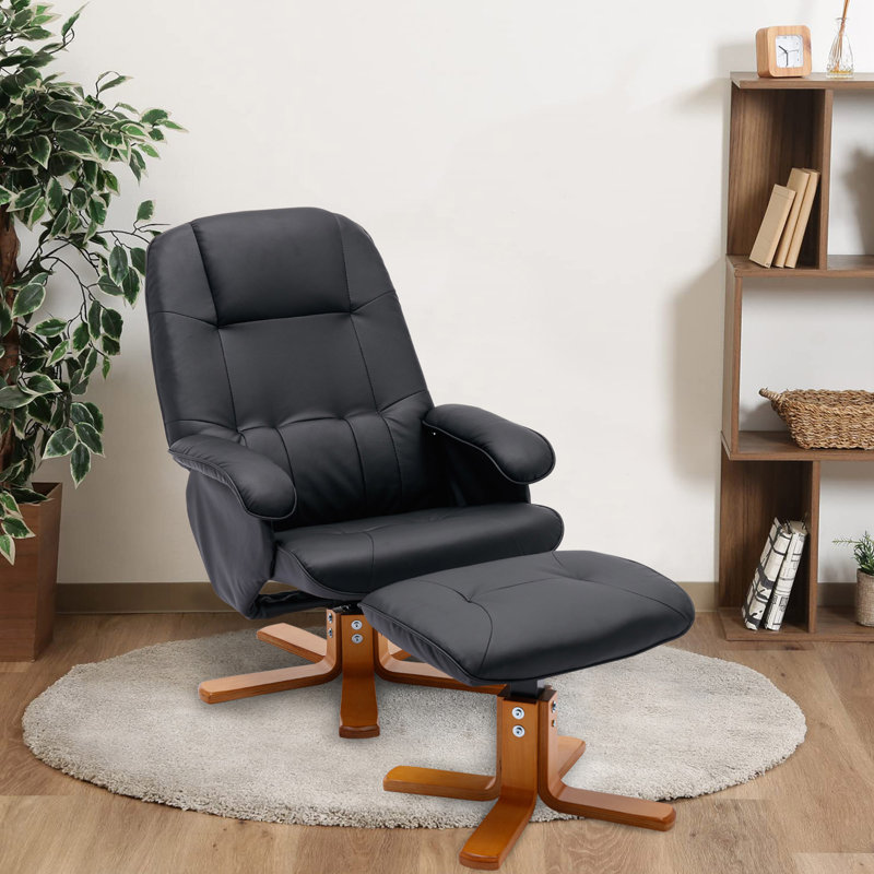 Fauteuil inclinable avec repose-pieds noir, Noir