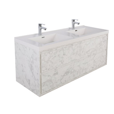 Azden 59.5" Wall-Mounted Double Bathroom Vanity Set