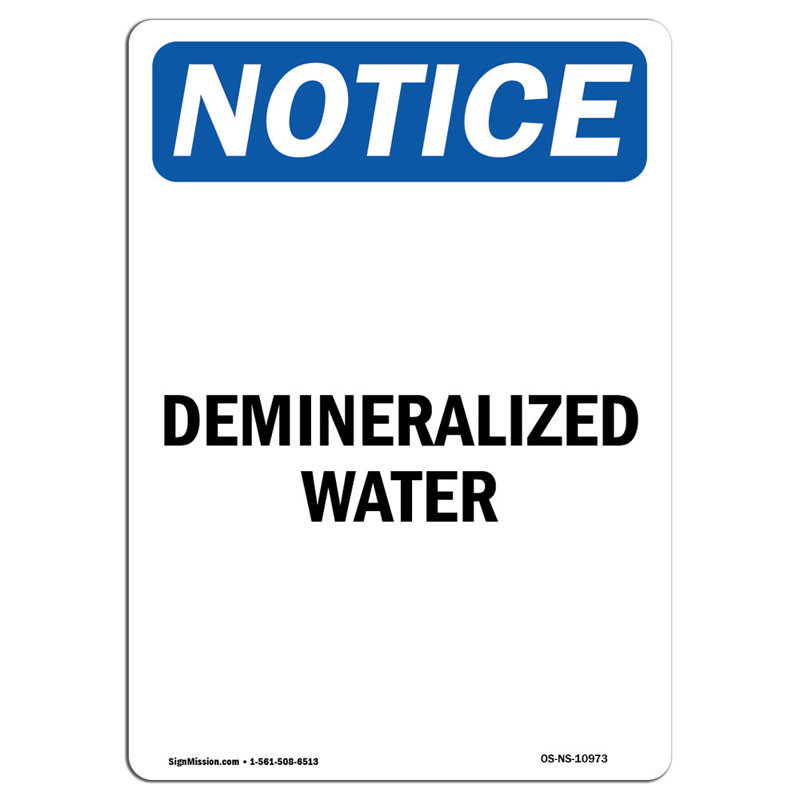 Osha avis - signe de l'eau déminéralisée, H 18 po x l 24 po x P 0,1 po