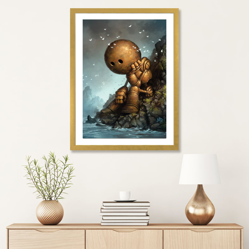 Décoration murale pour enfants Introversion, H 24 po x l 16 po x P 1 po, Papier encadré doré