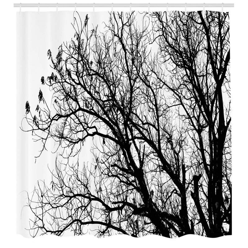 Borden Autumn Fall Tree Branch Single Shower Curtain, 75" H x 69" W