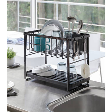 Double-layer Dish Drying Rack with Drip Tray Kitchen Sink Storage