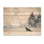 Loup solitude dans la neige I - Impression sur bois blanc moderne sur bois de pin naturel-1808030512