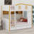 Bunk Bed with House Shaped Guardrails, Storage Shelves and Drawers-1332818512