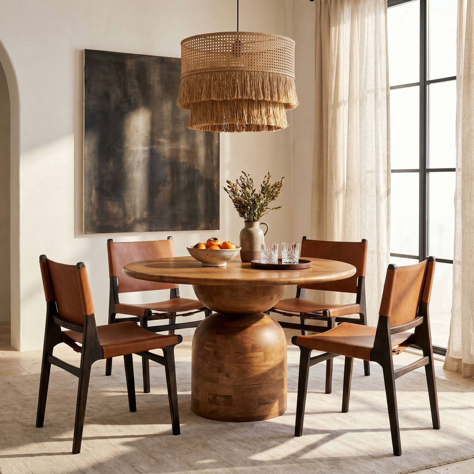 Kashida 47" Mango Dining Table, Walnut