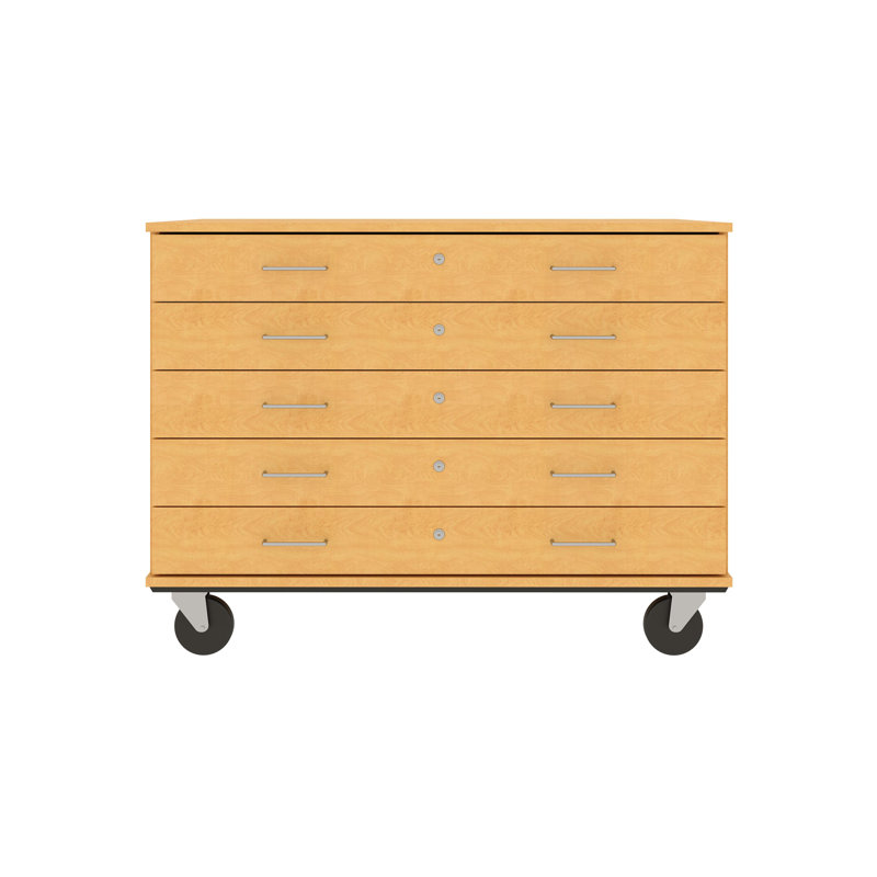 Armoire mobile à 5 compartiments avec roulettes, H 36 po x l 48 po x P 29 po, Érable