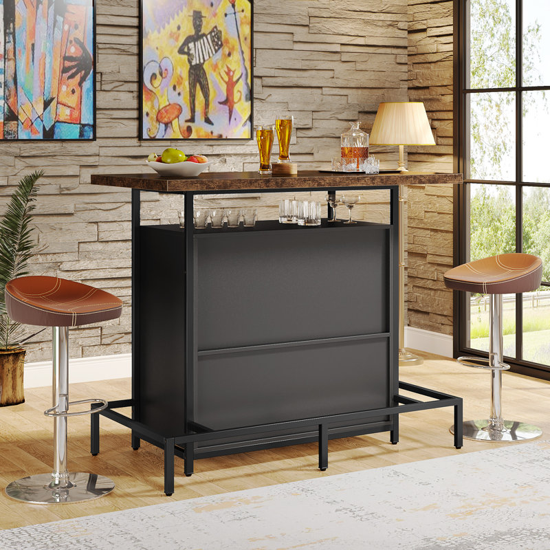 Ripken 47.24'' Bar Cabinet, Black/Brown