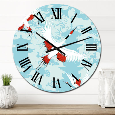 Cigogne orientale rouge et blanche - Horloge murale traditionnelle