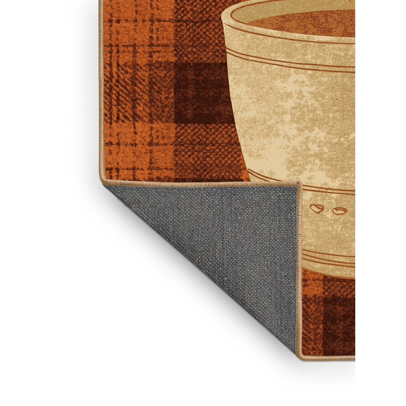 Soft Plush Farner Thanksgiving Modern & Contemporary Abstract Area Rug in Brown – LightBrown Binding, 7x9