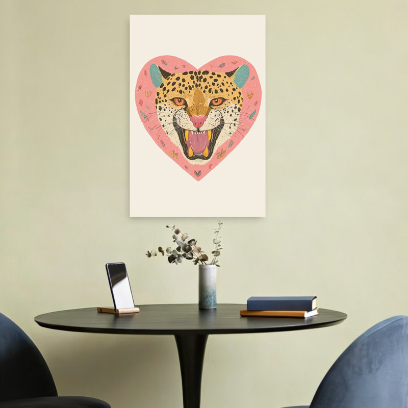 Fierce Leopard Heart Contemporary Wall Art Print by Mathieu - Wrapped Canvas Print, 60.96cm H x 40.64cm W
