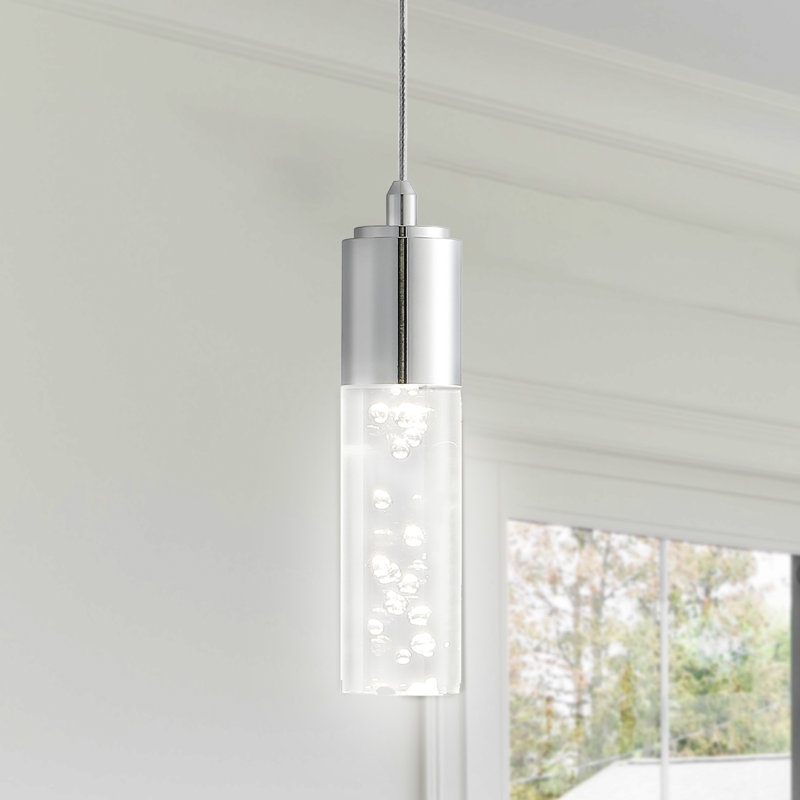 Luminaire suspendu cylindrique à 1 lumière DEL Octa, Chrome