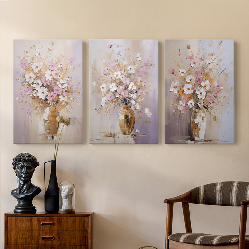 Série d'étude florale Cxxiv - ensemble de toiles tendues avec châssis Premium - prêt à être accroché