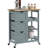 Rolling Kitchen Island Cart, Bar Serving Cart, Compact Trolley On Wheels With Wood Top, Shelves & Drawers For Home Dining Area