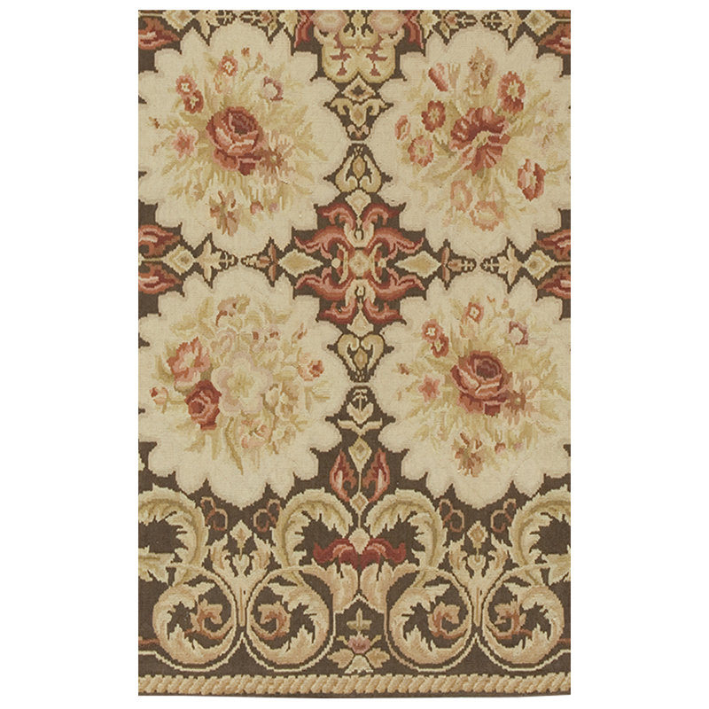 Wool Floral Area Rug, Rectangle 6' x 9'