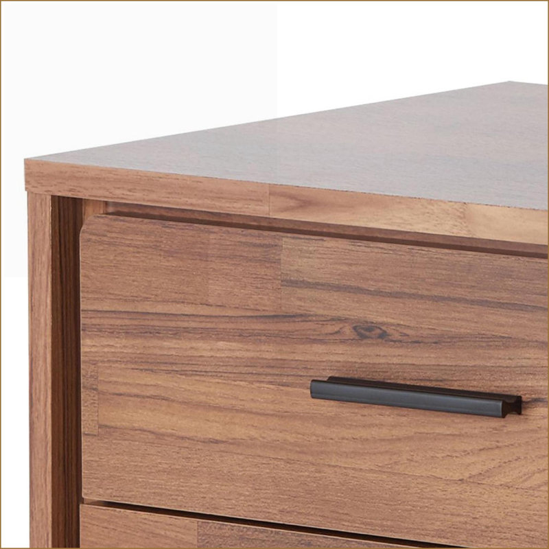 Walnut Coffee Table with 2 Drawers and Sleek Hairpin Legs – Space-Saving for Living Room, Brown/Black