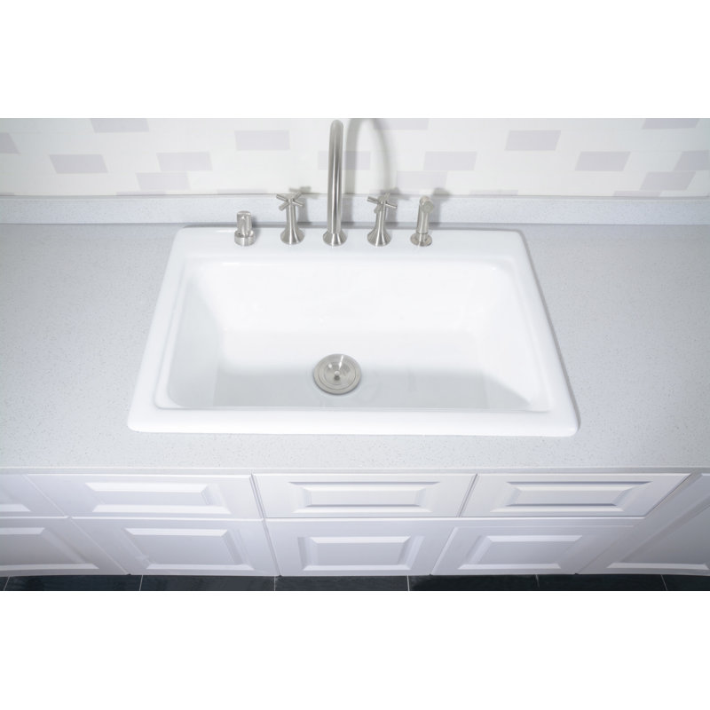 Kingston Brass Towne 33-Inch Cast Iron Self-Rimming Single Bowl Drop-In Kitchen Sink, 5 Holes