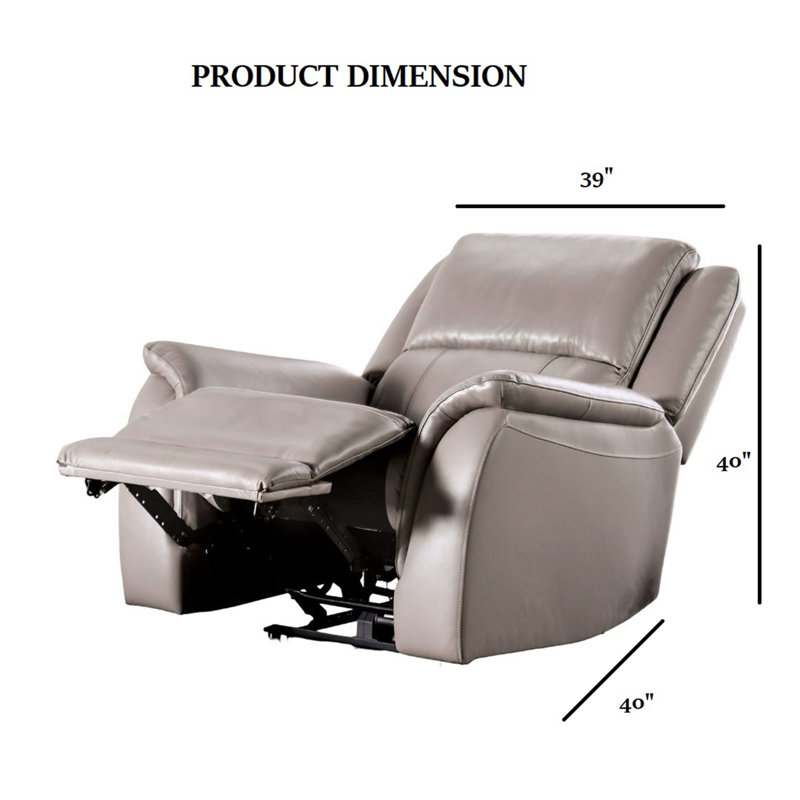 Transitional Style 1Pc Power Recliner, Light Gray