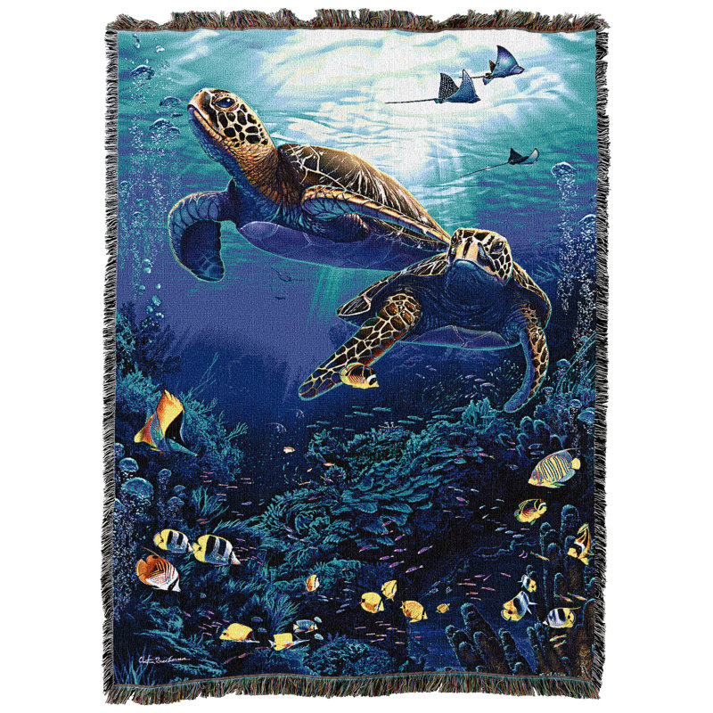 Pure Country Weavers Turtle Trails Blanket Tapestry Throw Woven from Cotton - (72x54)