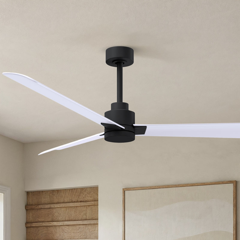Ventilateur de plafond Alessandra, Blanc mat, Noir mat
