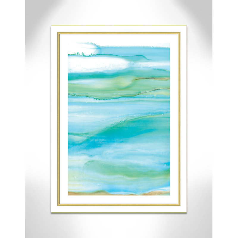 Coastal Abstract I - peinture encadrée, Cadre blanc et or, H 43,75 po x l 31,75 x P 1,13 po