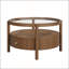 Table basse ronde en bois massif avec plateau de rangement en verre massif, table de centre circulaire moderne Mid-Century à 2 niveaux, table basse en bois de noyer pour le salon