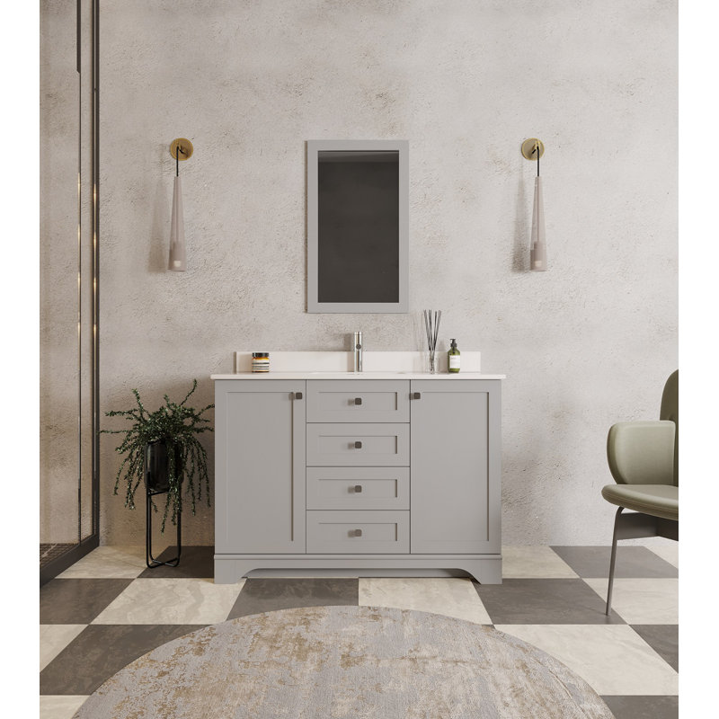 Ensemble de meuble-lavabo simple 47,2 po avec miroir Chapland, gris