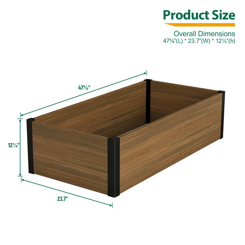 47.6" X 23.7" X 12.2" Composite Raised Garden Bed, Brown