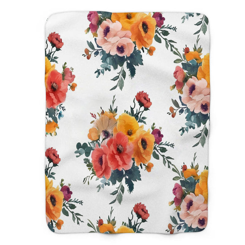 Floral Bouquet Elegance - Couverture Sherpa de qualité supérieure 1 pièce, Grand lit