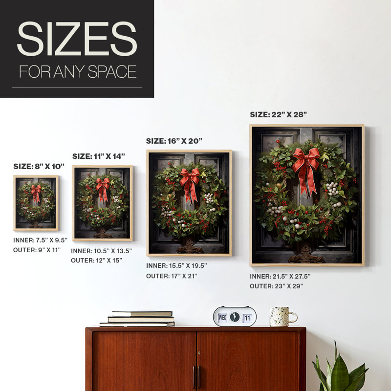 «Christmas Holiday Art DCLX», reproduction encadrée - bois massif, H 15 po x l 12 po, Naturel