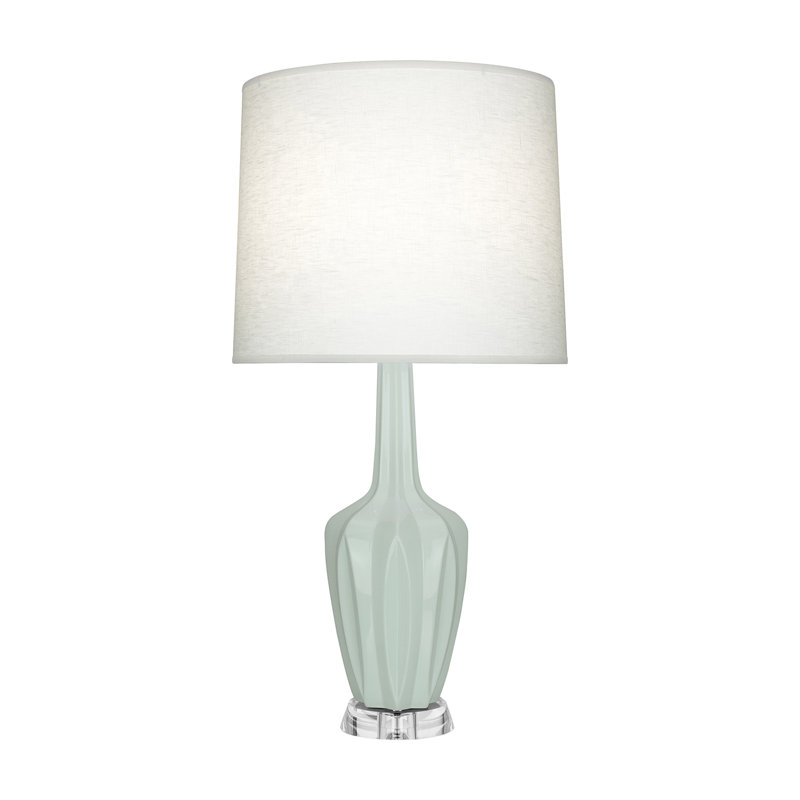 Petite lampe d'appoint Emma, H 30 po x l 6,25 po x P 15 po, Vernis céladon, Céramique / acrylique