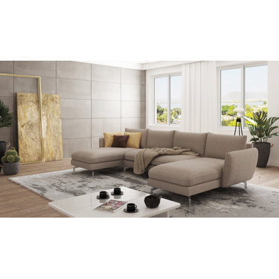 Modern U-Shape Sharece Corner Sofa with Silver Metal Legs