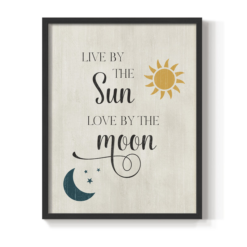 Soleil et lune, reproduction encadrée - bois massif, H 11 po x l 9 po, Noir, noir, noir, noir