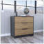 Commode H 27 po, commode 3 tiroirs, plateau, noir / chêne clair-1342259573