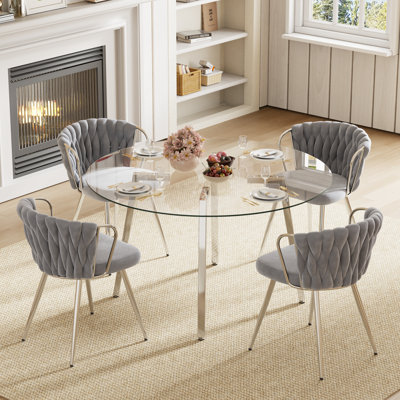 Elegant 5-Piece Round Dining Table Set for 4