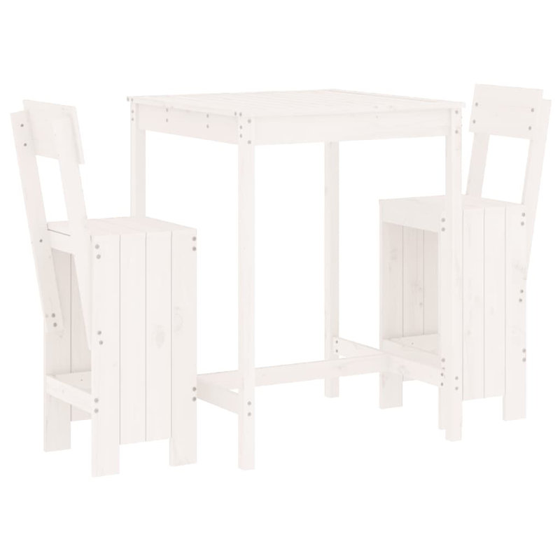 Netrapal 17 Stories Bar Set with Wood Frame and Solid Wood Outer Material, White