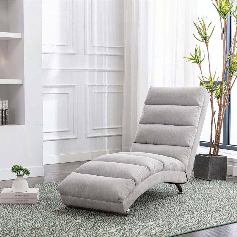 Chaise longue rembourrée Laquasia, Lin gris