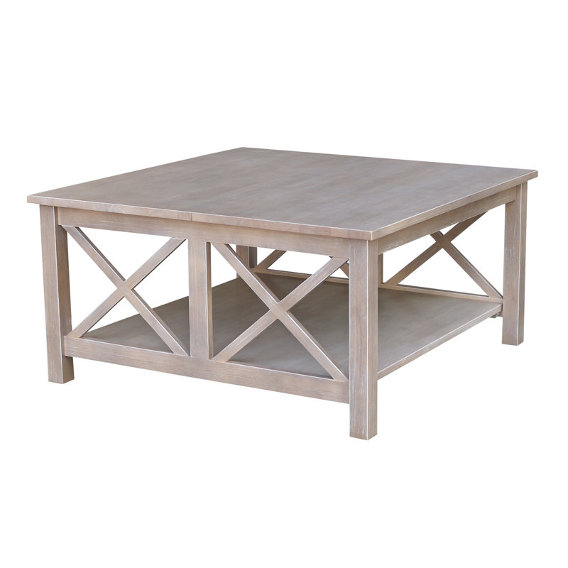 Rossitano Solid Wood Single Coffee Table, 18" H x 36" L x 36" W, Washed Gray Taupe