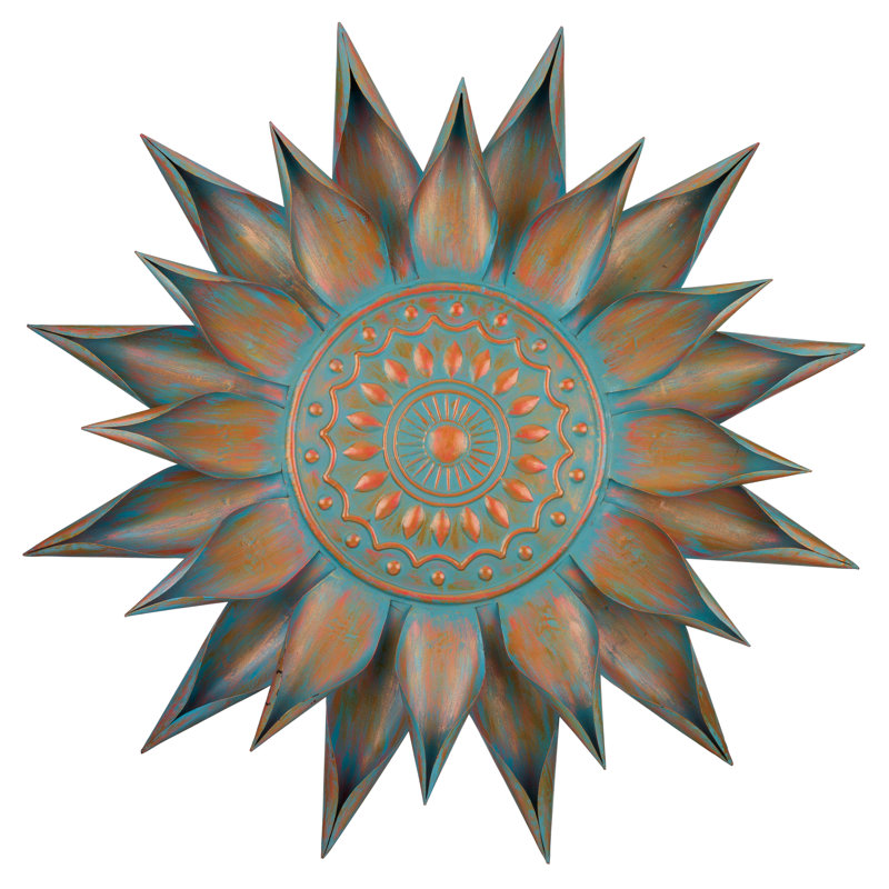 34-Inch Bronze and Patina Metal Floral Wall Art