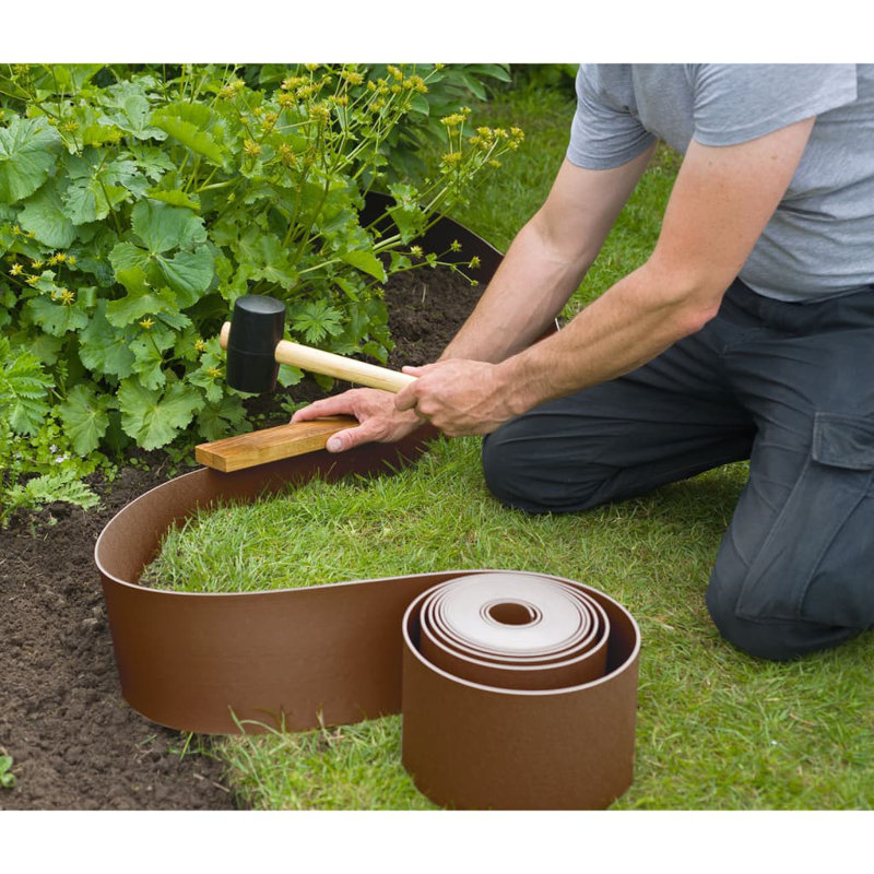 Nature Garden Border Edging, 15cm H x 1000cm W x 0.3cm D, Taupe
