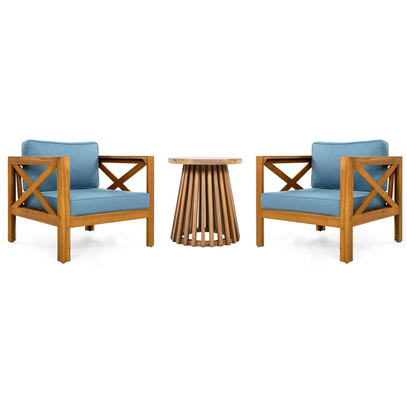 Ensemble 3 pièces de fauteuil club d'extérieur Ardella