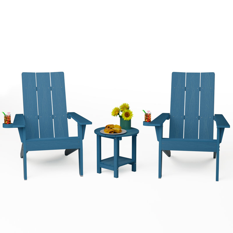 Chaise Adirondack en plastique avec table, Bleu marine