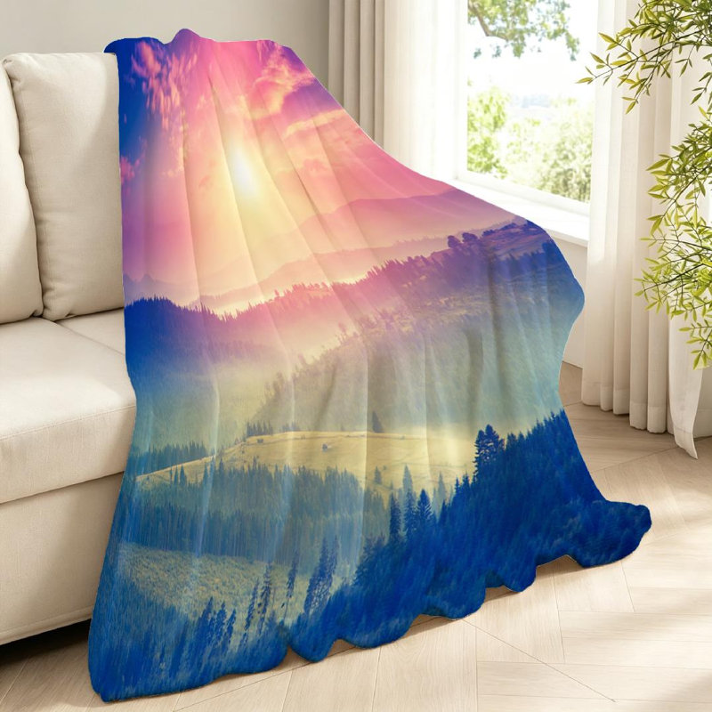 Jeté transparent en flanelle de polaire ultra douce, impression d'un côté ensoleillée fantastique, Jeté 40 po x 50 po