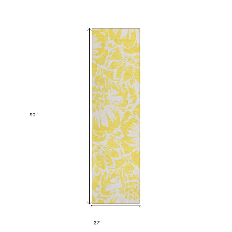 Tapis de couloir intérieur et extérieur jaune 8 pi