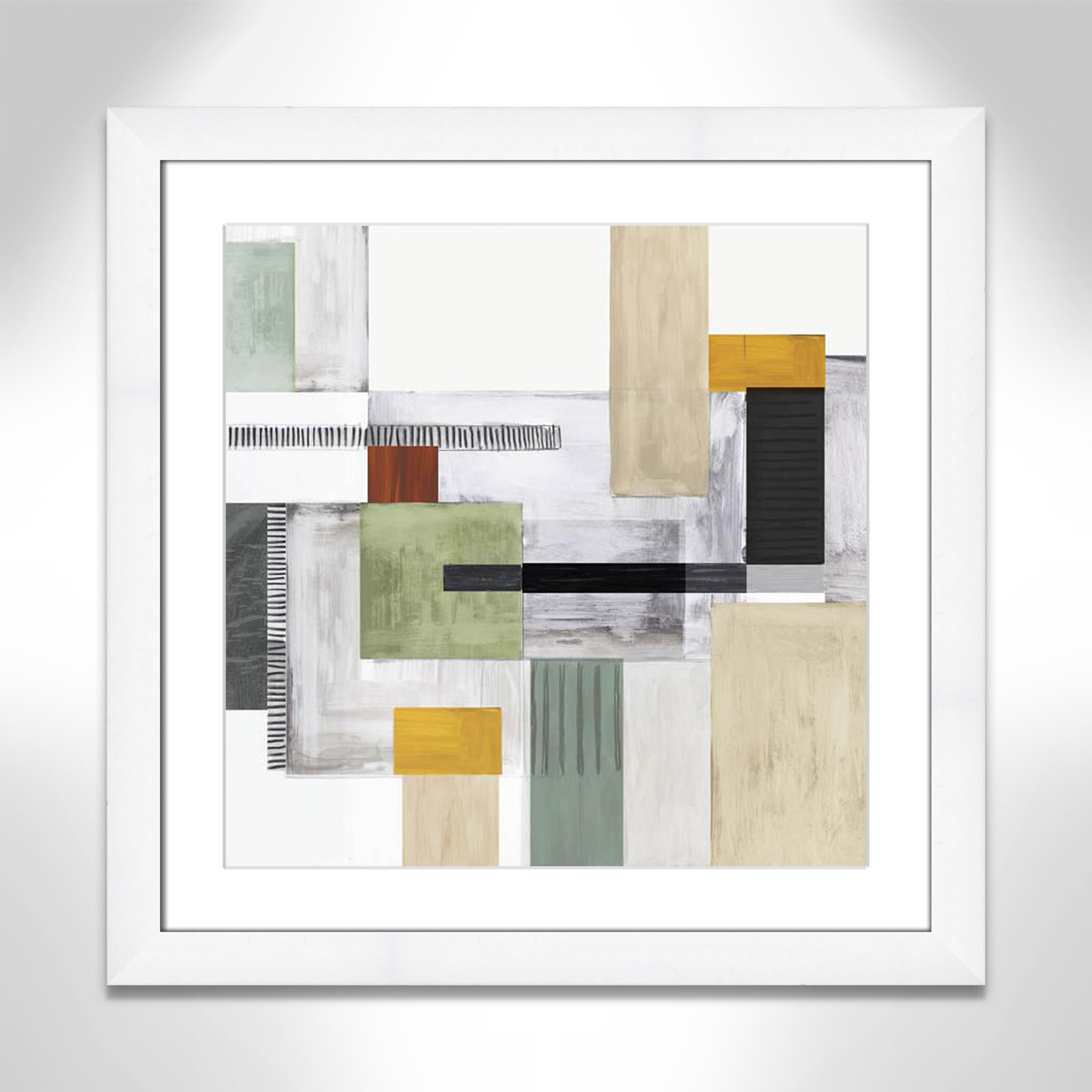 Playful Blocks, White Cube Framed, 25" H x 25" W x 1.25" D