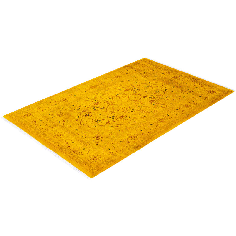 Tapis moderne et contemporain en laine noué à la main Dail 4 pi 8 po x 7 pi 3 po