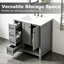 Meuble-lavabo simple 30 po avec comptoir d'évier Farmhouse, armoire autoportante avec 2 portes, 2 tiroirs et tablette ouverte, bois massif et panneau de fibres à densité moyenne, gris-538432351-538432345