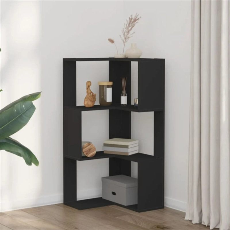 Arynn 102cm H x 50cm W Standard Bookcase, Black