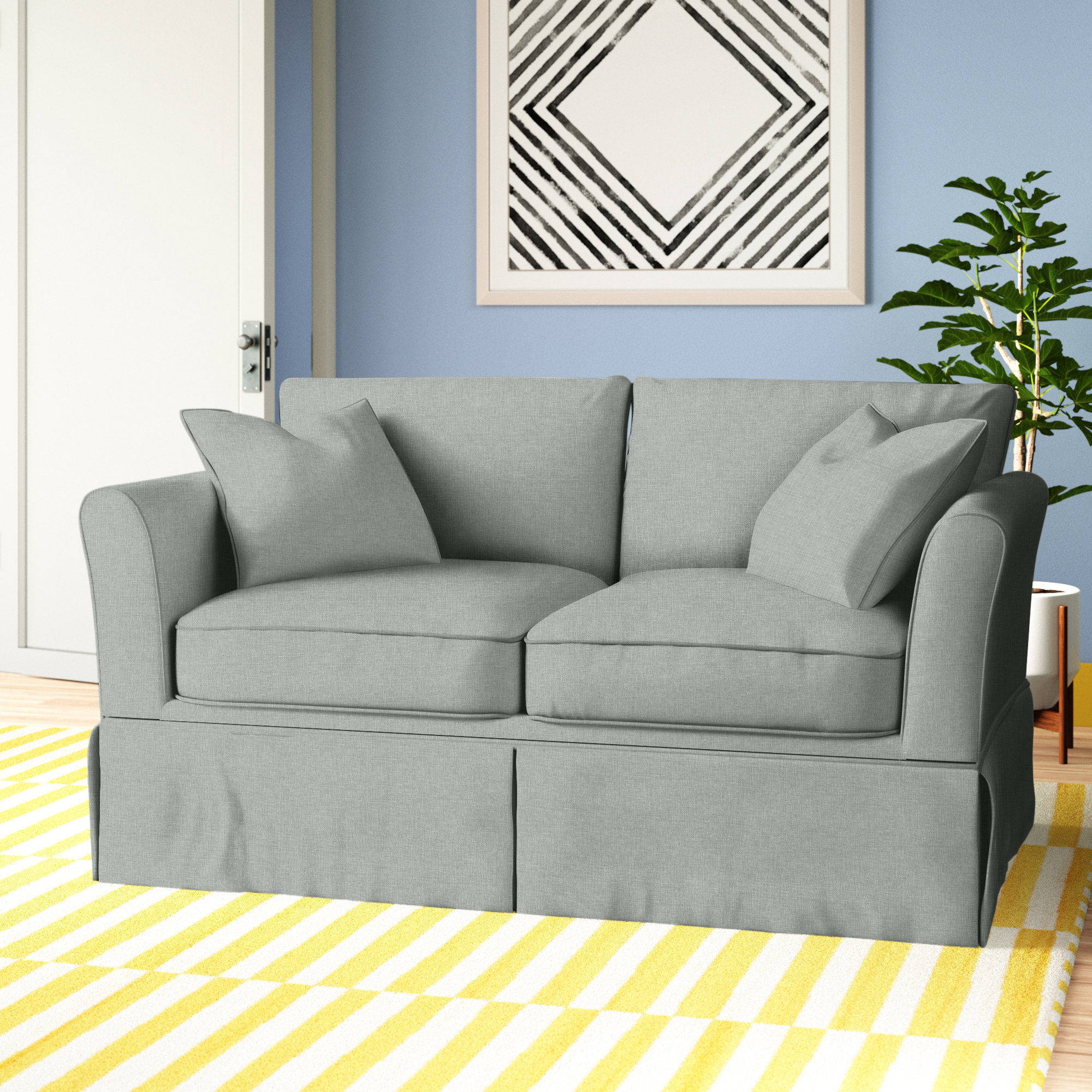 Shelby 60'' Upholstered Loveseat, Conversation Capri Basketweave